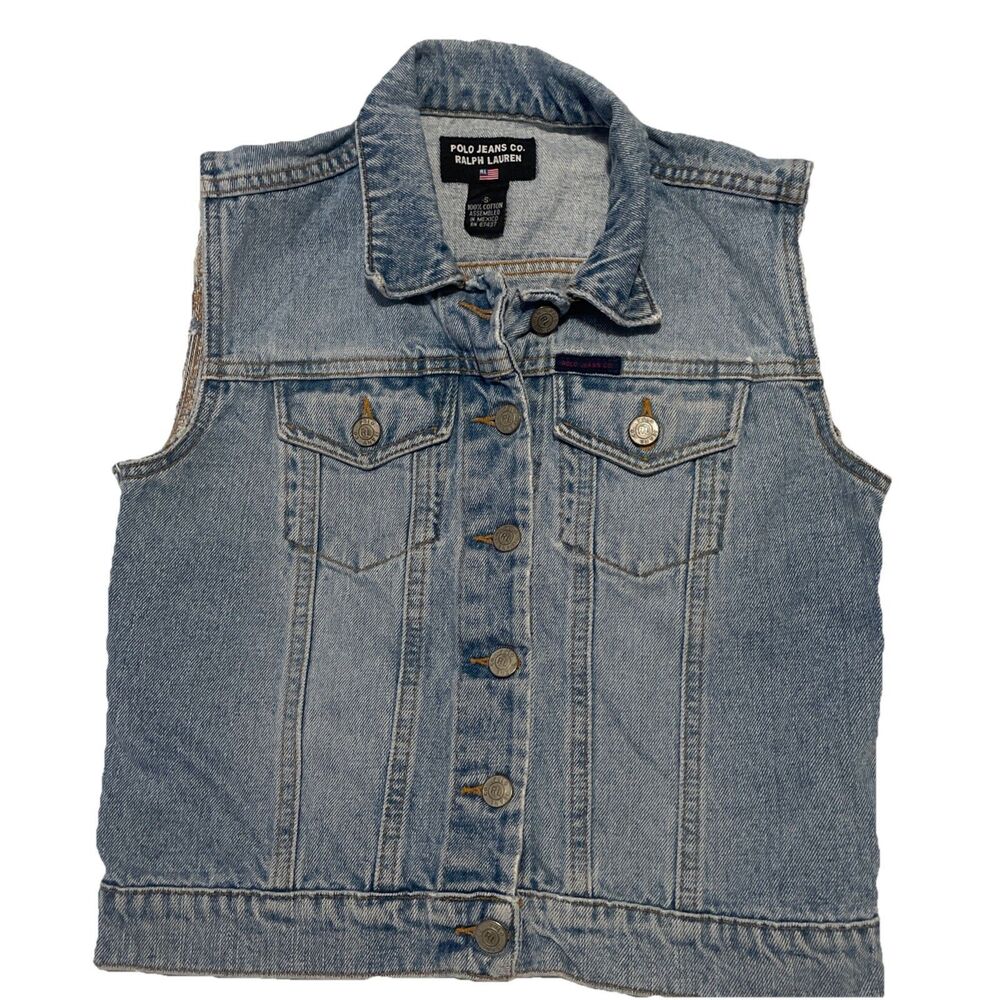 Polo Jeans Co Ralph Lauren Denim Vest Light Wash Women’s Small Vintage